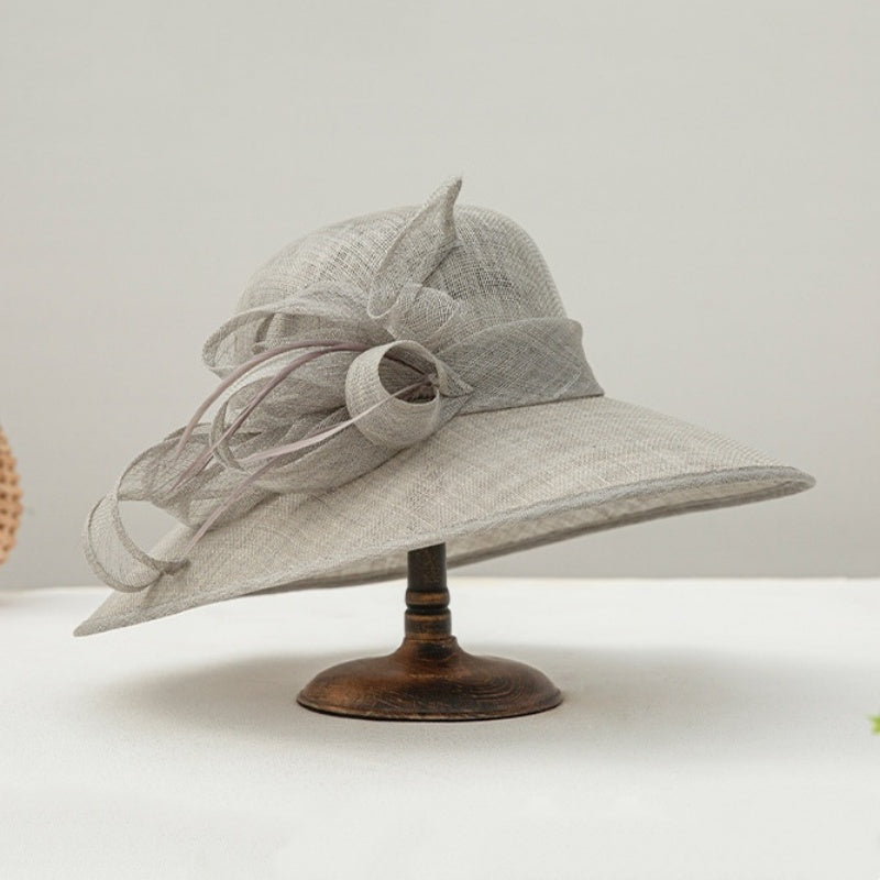 Cambric Top Hat Sun Hat with Handmade Feathers