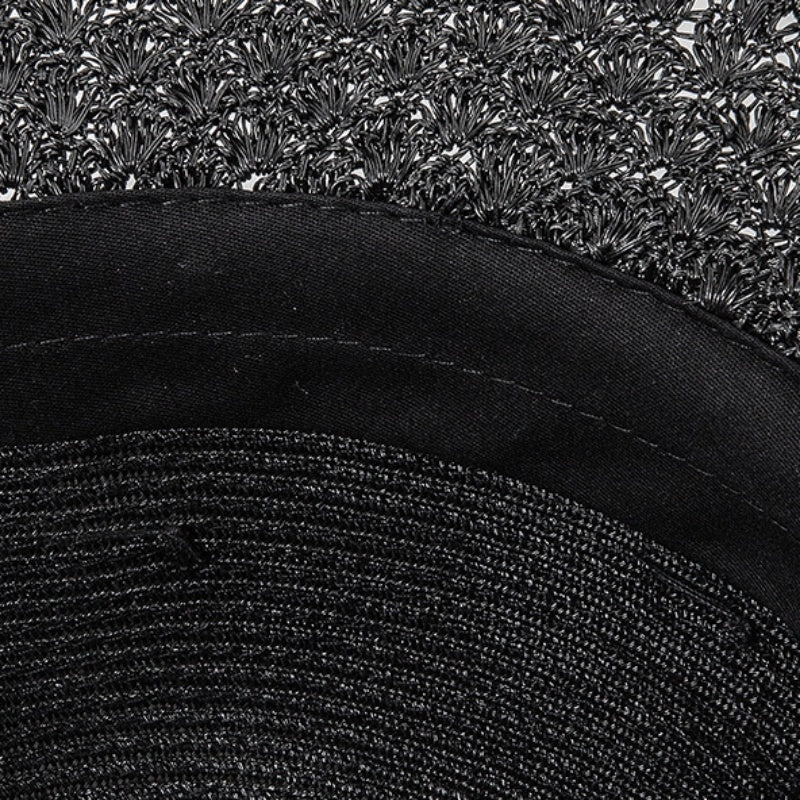 Black Sun Hat Straw Hat with Beads