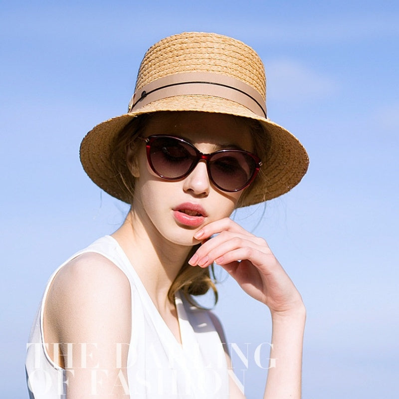 Straw Sun Hat with Webbing