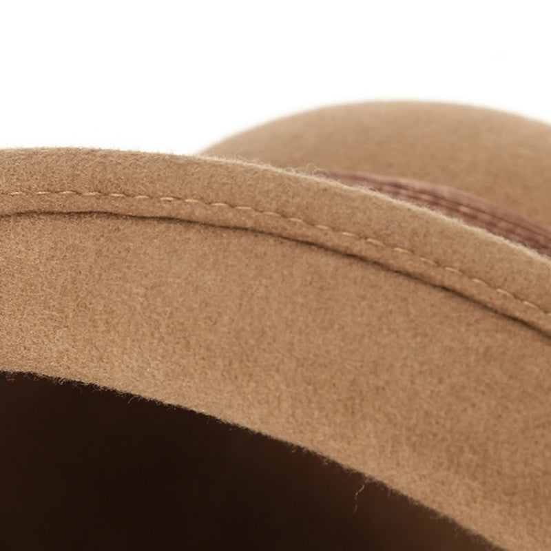 Felt Top Hat Rolled Edge with Linen Bow