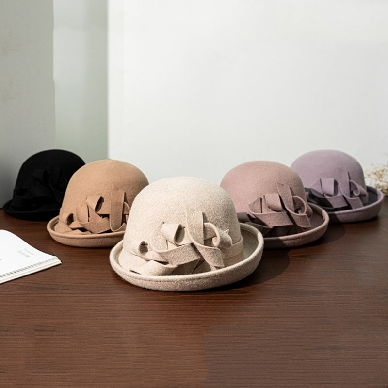 Felt Rolled Edge Top Hat with Felt Flower