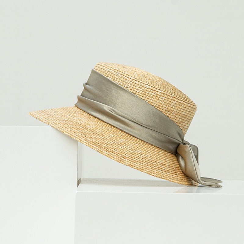 Sun Hat Straw Hat with Green Bow Webbing
