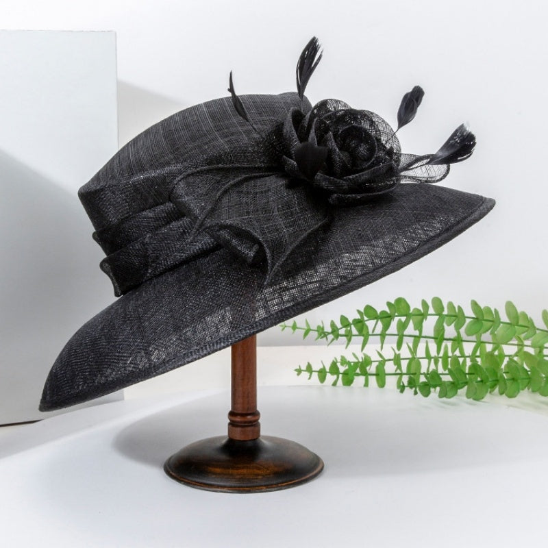 Top Hat Sun Hat with Flower and Bow Decorations