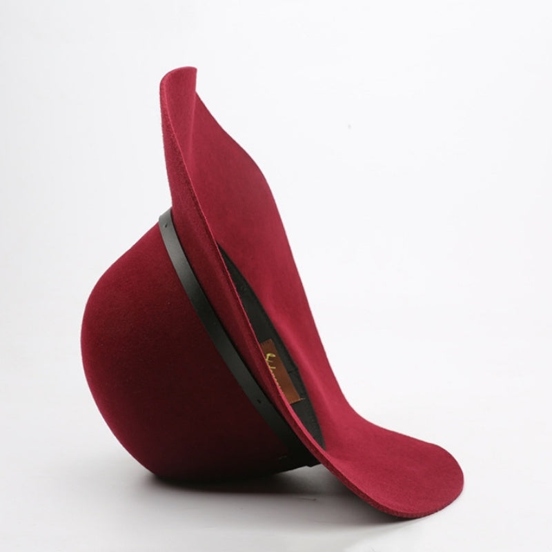 Felt Top Hat with Leather Decorative Ribbon