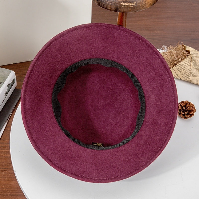 Felt Top Hat with Bow Webbing and Feather