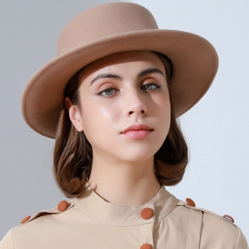 Felt Bowler Hats with Leather Strap and Golden Chain