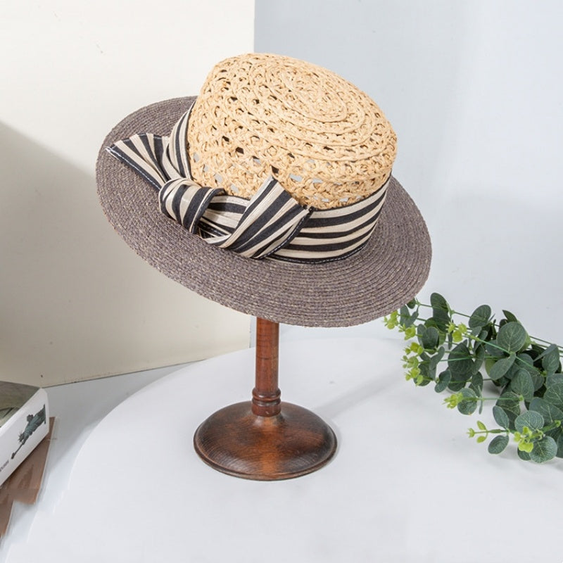 Hollow-carved Top Hat Sun Hat with Bow