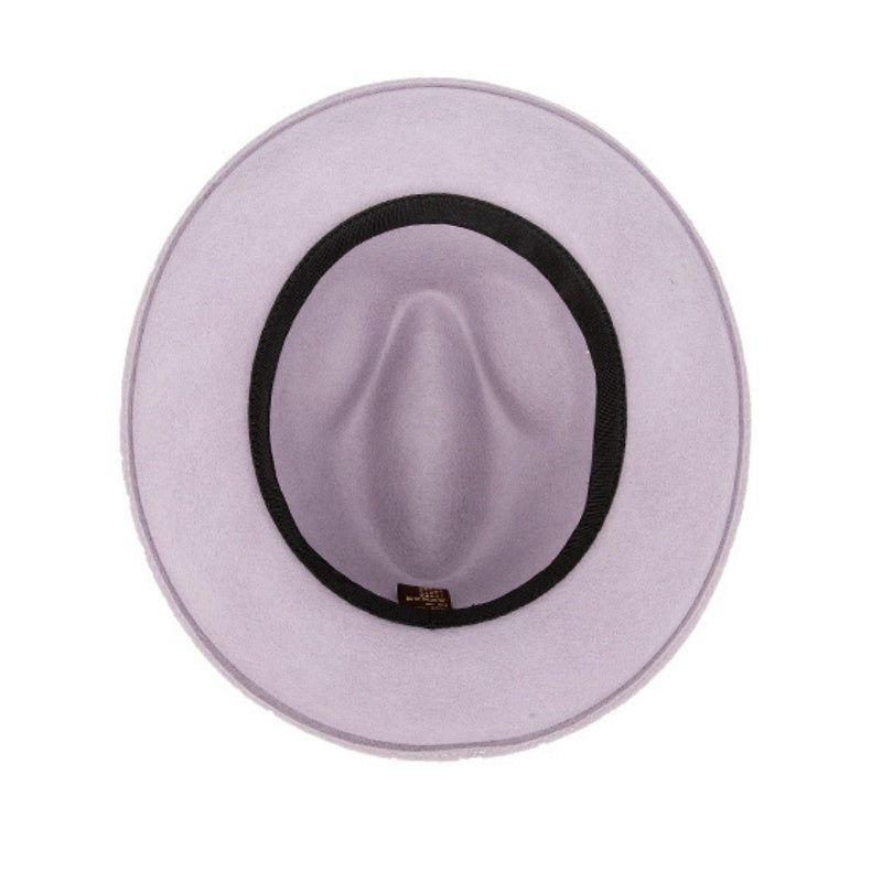 Rolled Edge Felt Top Hat with Feathers and Bow Webbing