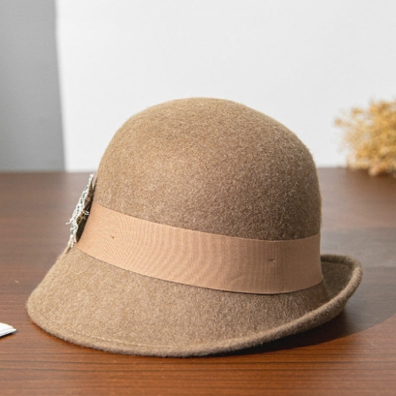 Felt Rolled Edge Top Hat with Butterfly Decoration