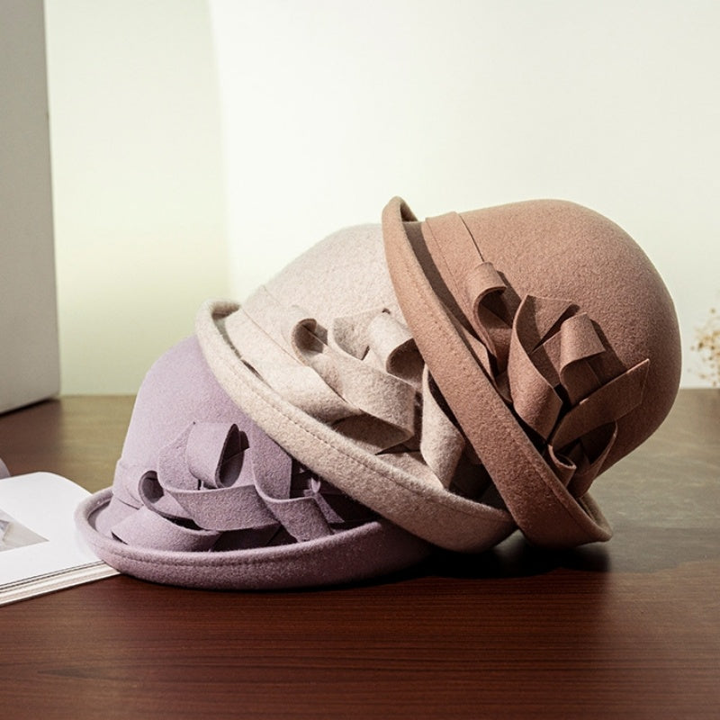 Felt Rolled Edge Top Hat with Felt Flower