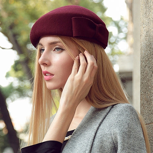 Simple Stewardess Beret with Bow