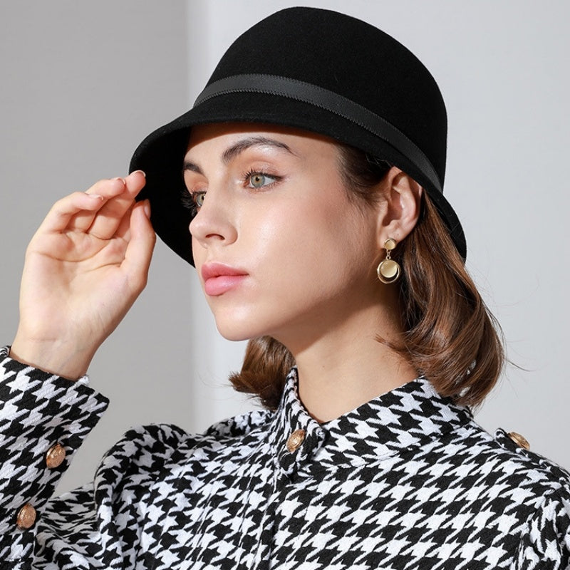 Felt Bucket Hat with Metal Buckle