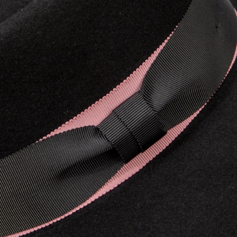 Felt Wide Brim Top Hats with Bow Webbing