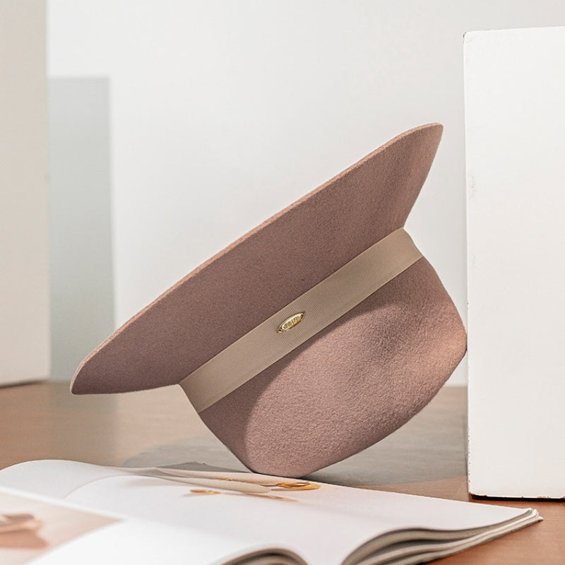 Felt Wide Brim Top Hat with Bow Webbing