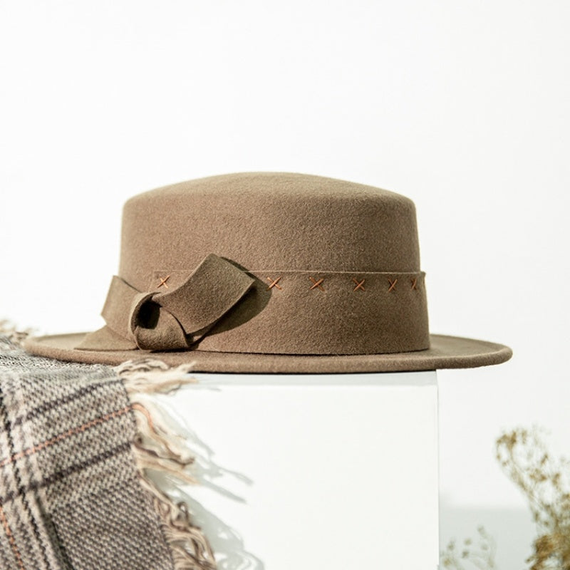 Felt Flat-topped Top Hat with Felt Bow