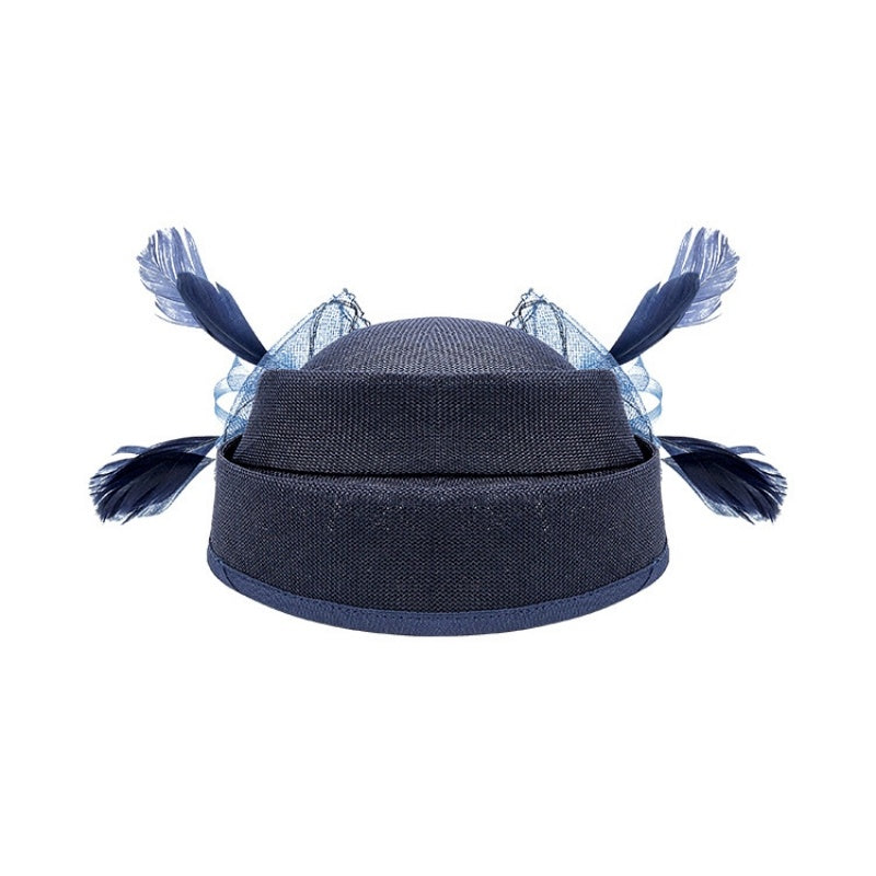 Top Hat Hair Accessory with Flower and Feather Decorations