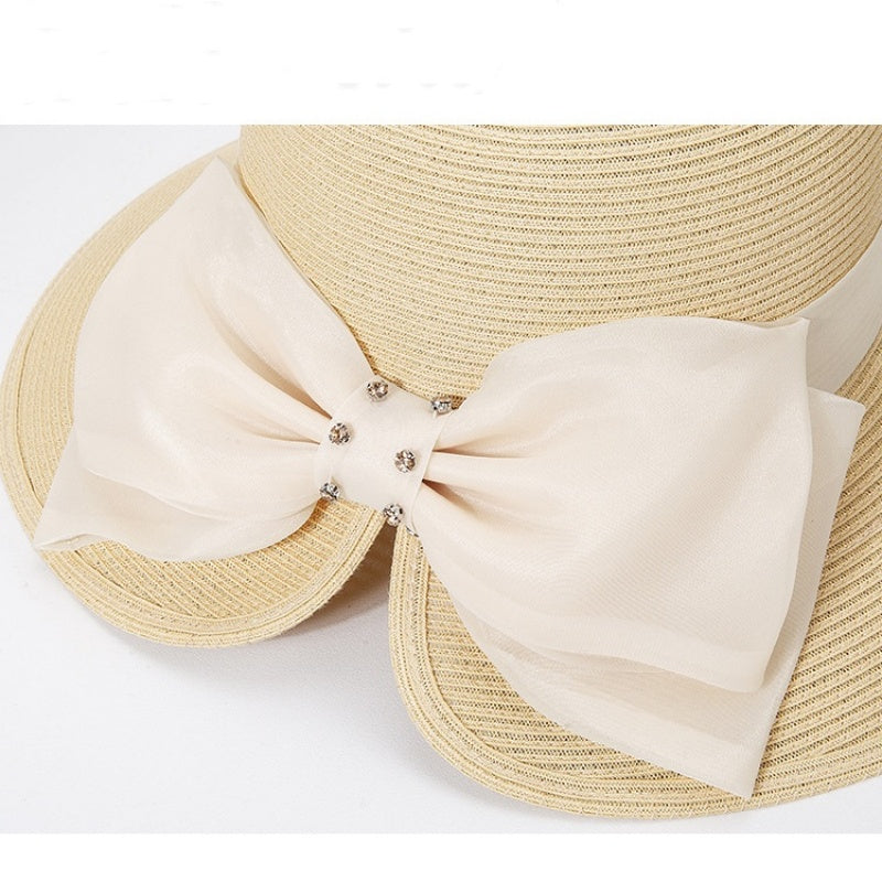 Straw Hat Sun Hat with Big Bow
