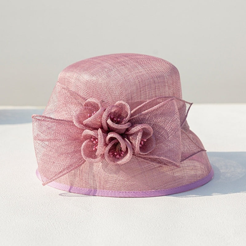 Sun Hat with Flower and Bow Decorations