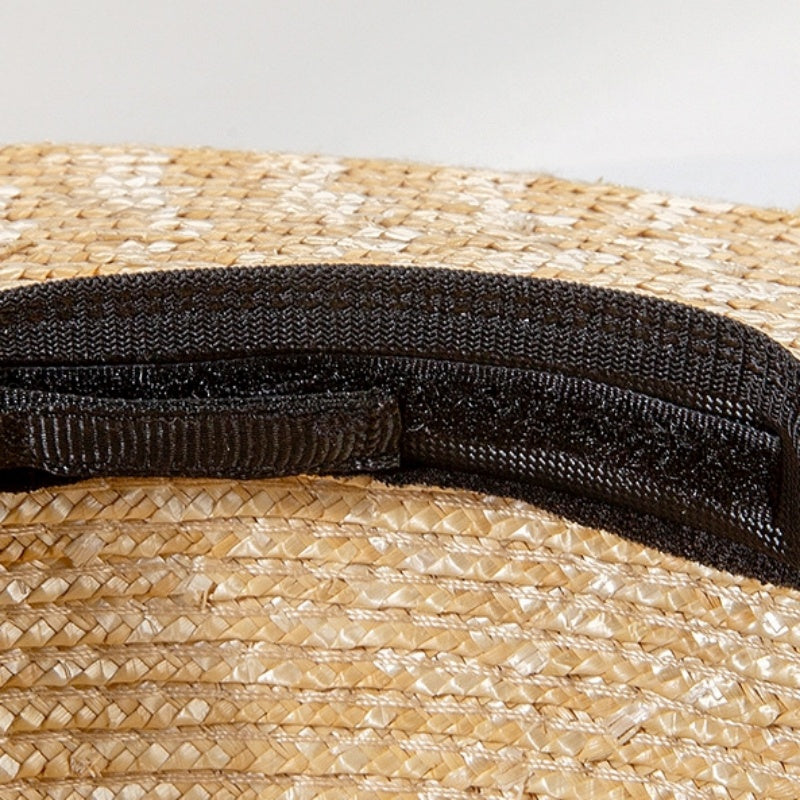 Straw Hat Sun Hat with Bow Cloth Webbing