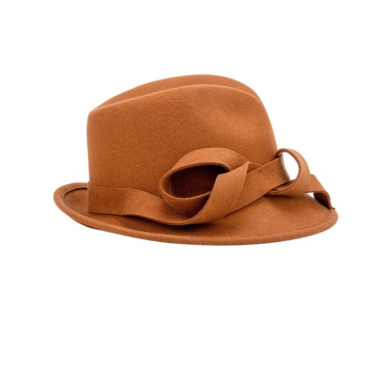 Felt Rolled Edge Top Hat with Felt Bow