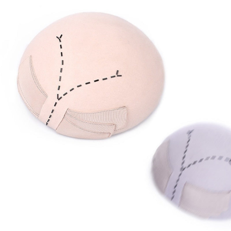 Felt Beret with Bow Webbing and Tubular Beads