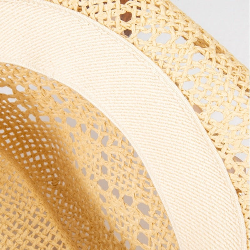 Straw Cowboy Hat Sun Hat with String of Beads