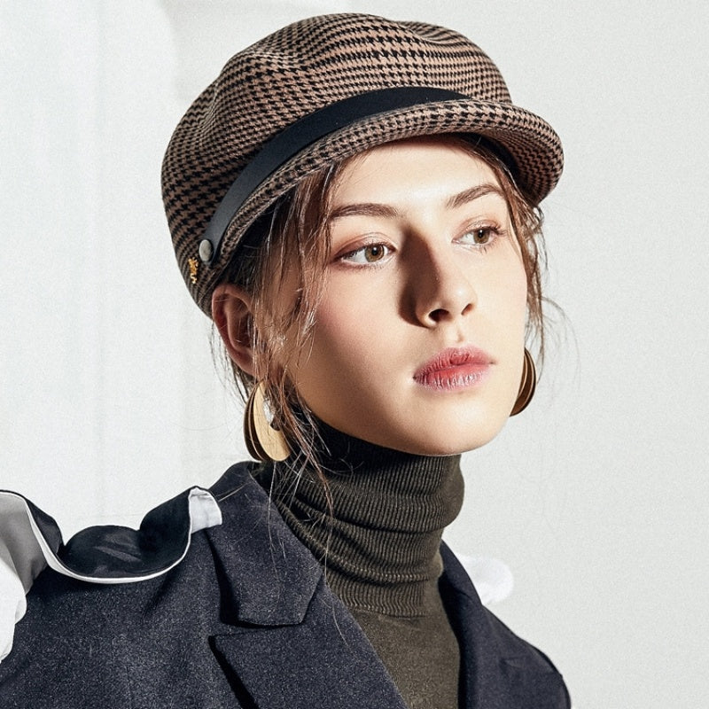 Houndstooth Felt Newsboy Hats