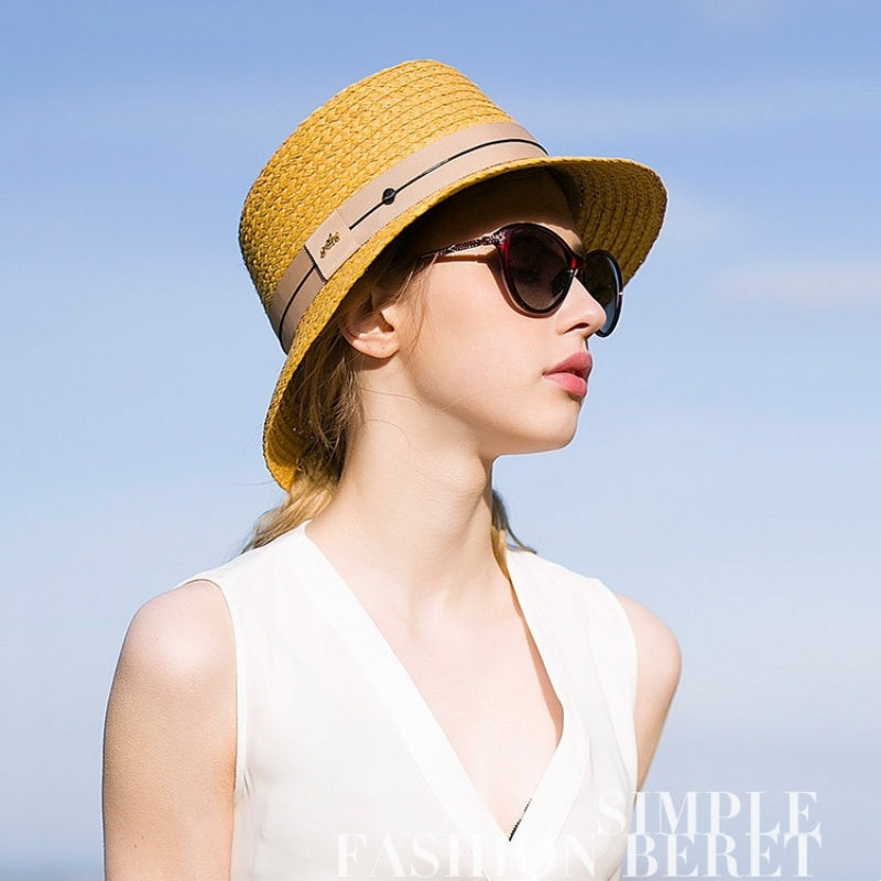 Straw Sun Hat with Webbing