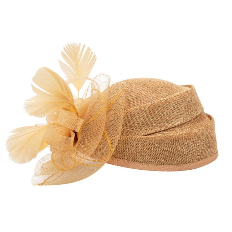 Top Hat Hair Accessory with Flower and Feather Decorations