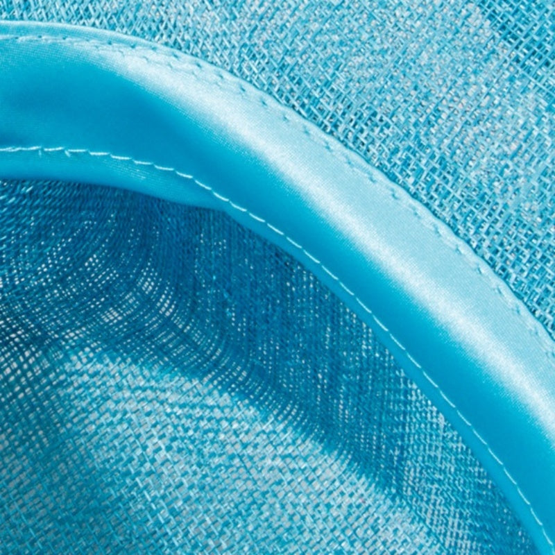 Water Blue Linen Yarn Top Hat with Floral Decoration