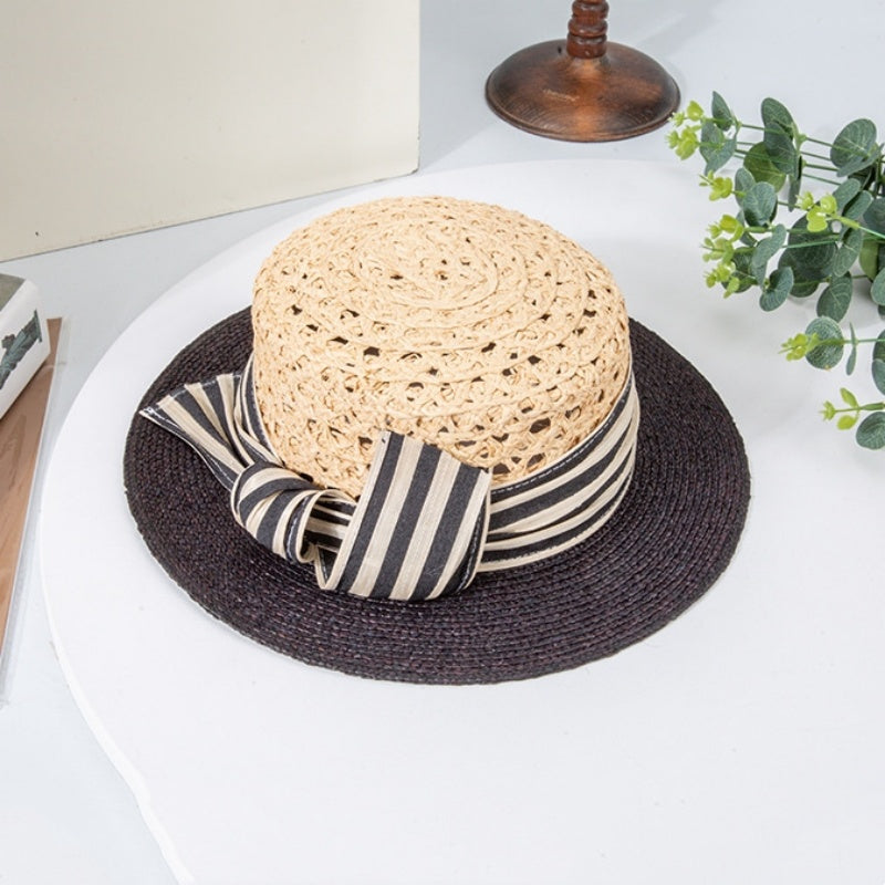 Hollow-carved Top Hat Sun Hat with Bow