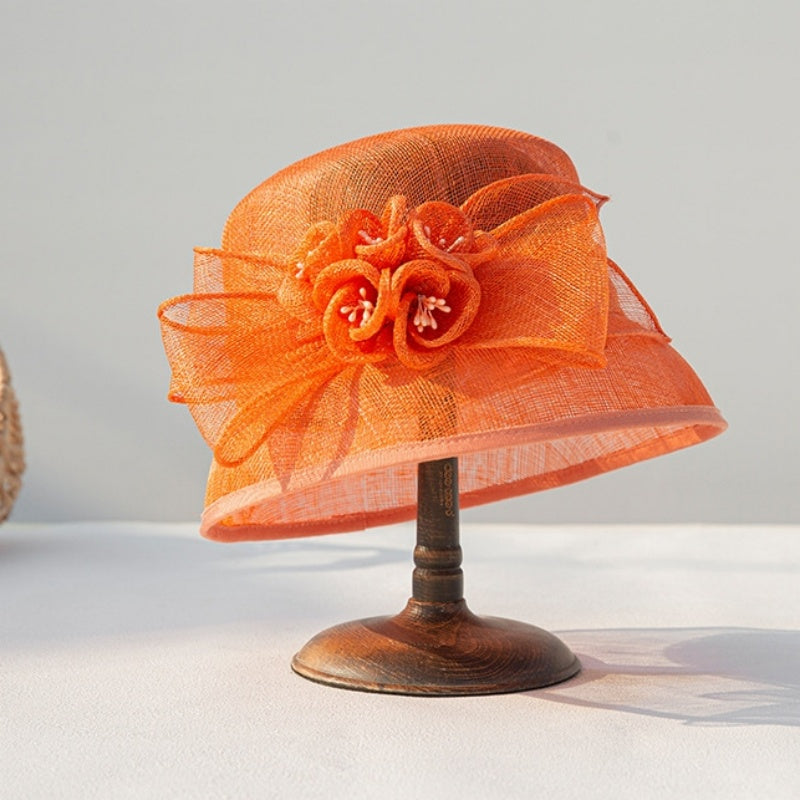 Sun Hat with Flower and Bow Decorations