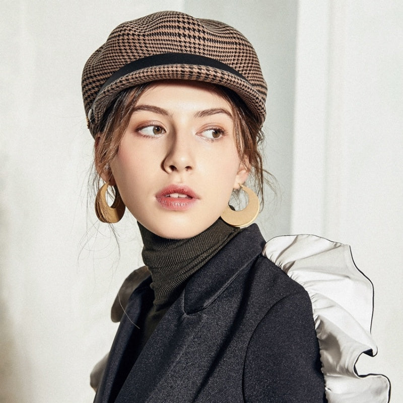 Houndstooth Felt Newsboy Hats