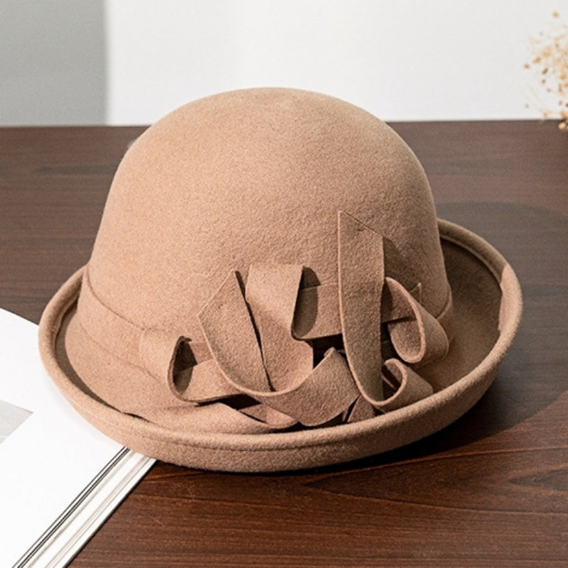 Felt Rolled Edge Top Hat with Felt Flower