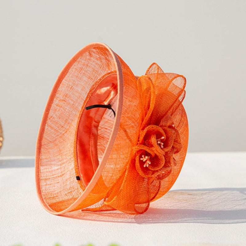 Sun Hat with Flower and Bow Decorations