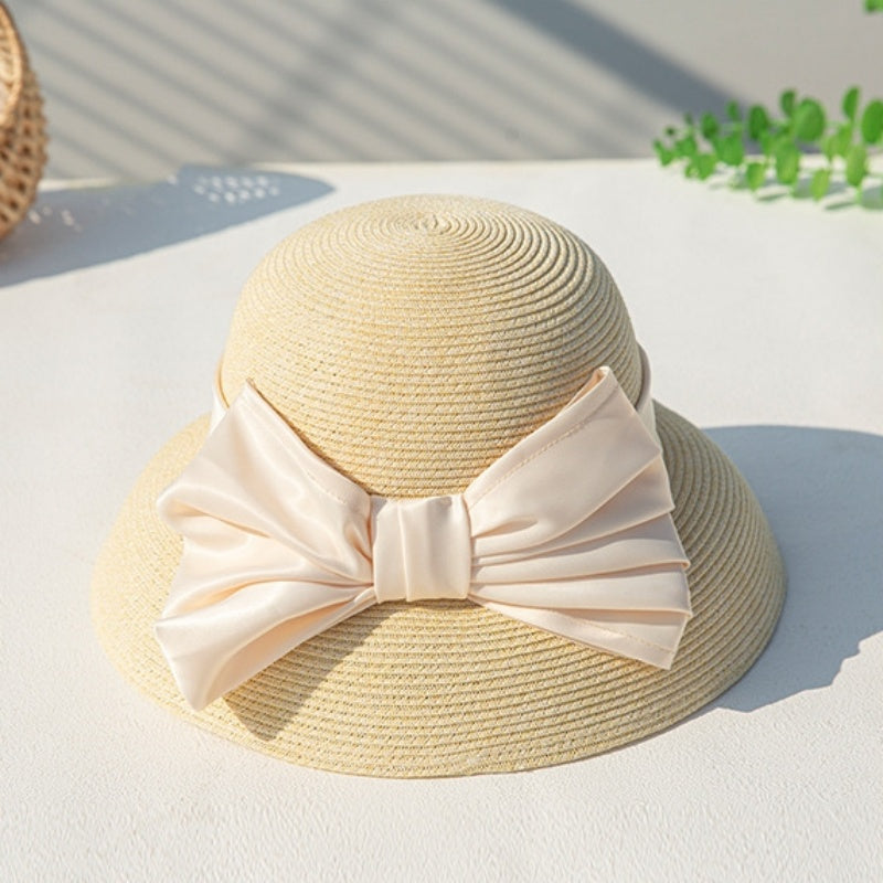 Straw Top Hat with Bow Webbing