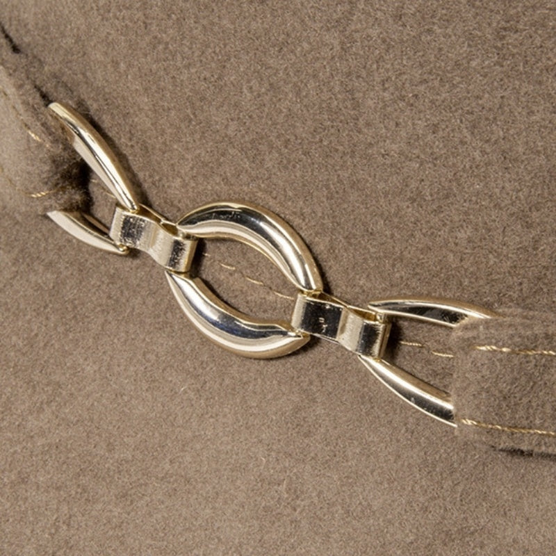 Felt Top Hat Rolled Edge with Metal Buckle Decoration