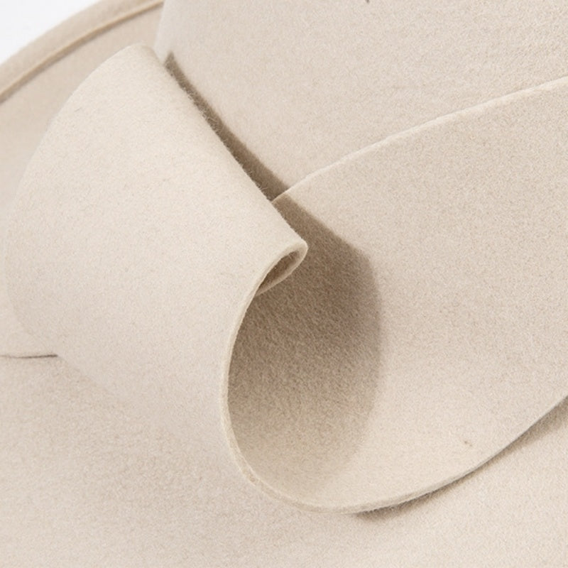 Felt Rolled Edge Wide Brim Top Hat with Felt Flower