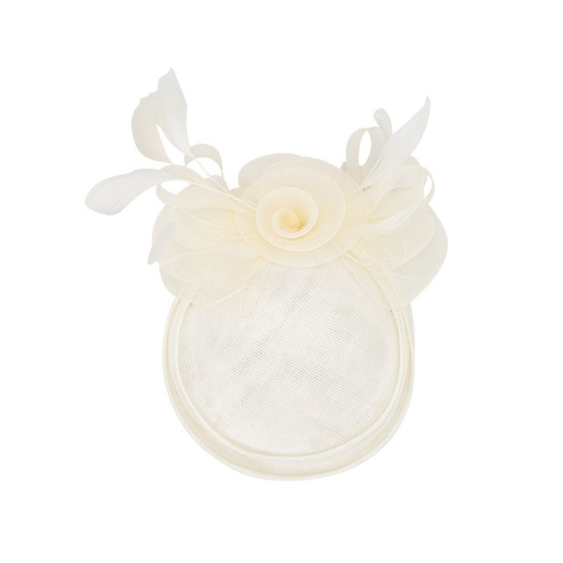 Top Hat Hair Accessory with Flower and Feather Decorations