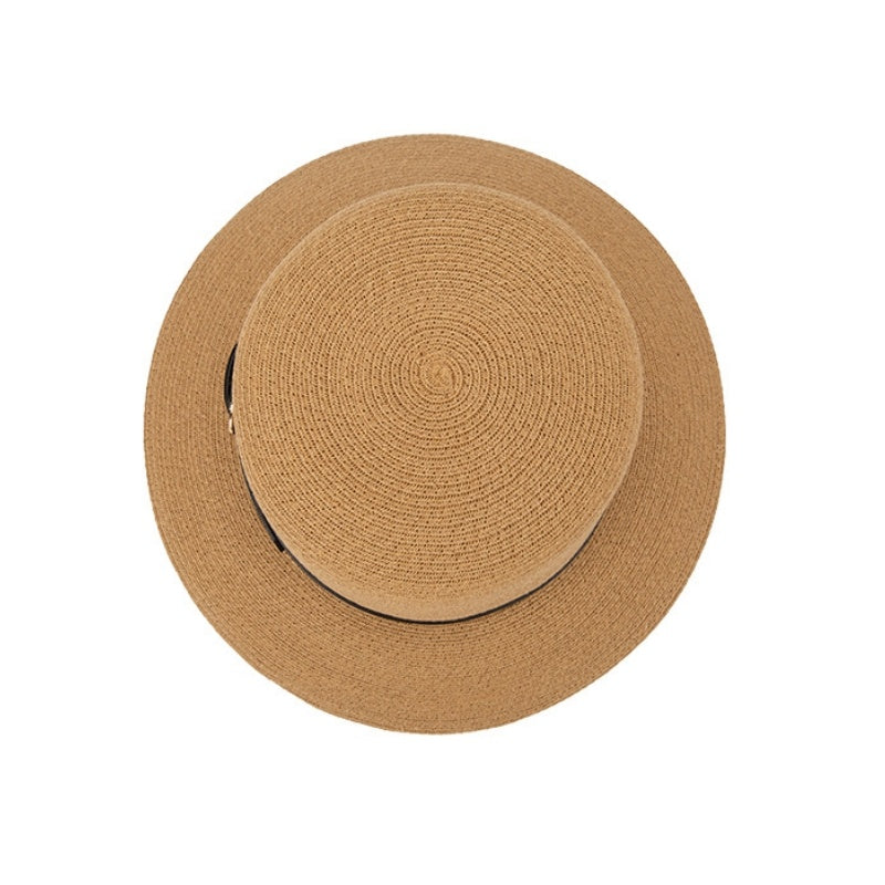 Sun Hat Straw Hat with Black Leather Band