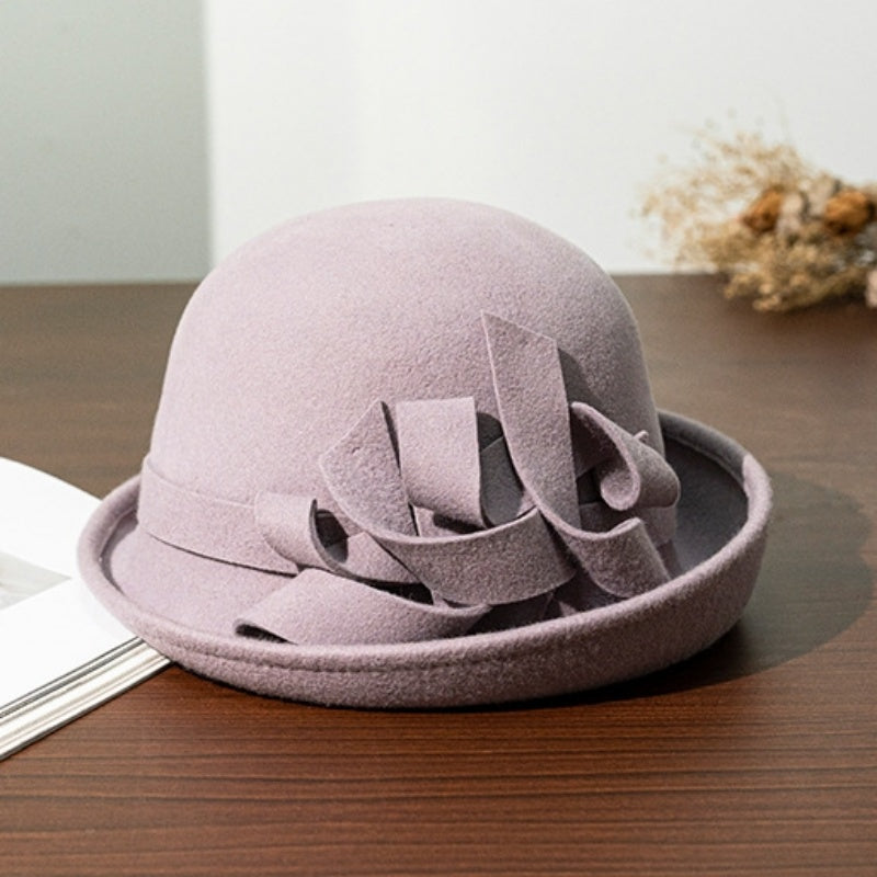 Felt Rolled Edge Top Hat with Felt Flower