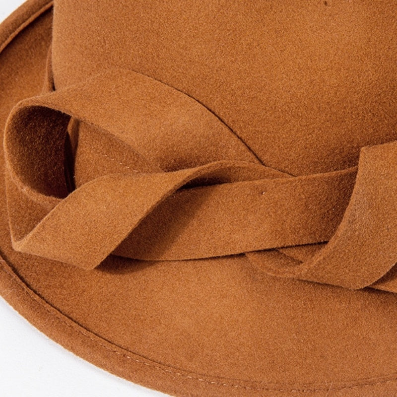 Felt Rolled Edge Top Hat with Felt Bow