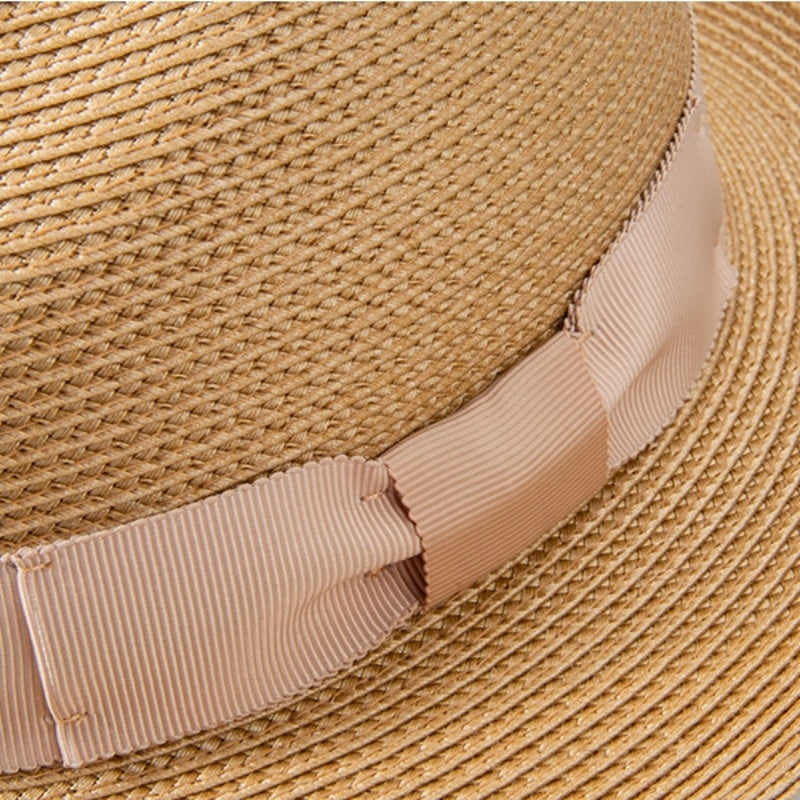 Rolled Edge Top Hat Sun Hat with Bow Webbing