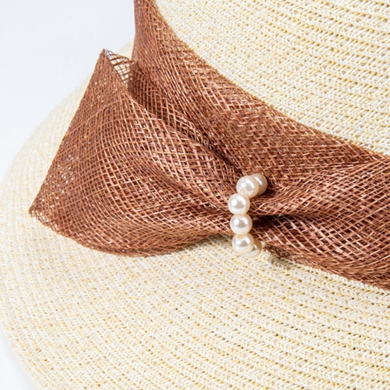 Straw Hat Bucket Hat with Bow