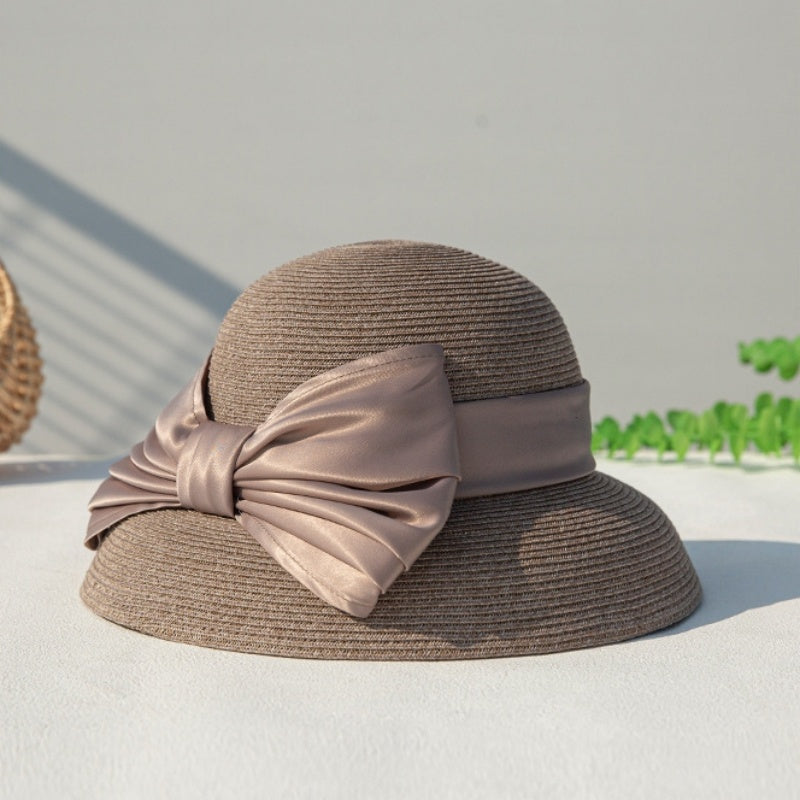Straw Top Hat with Bow Webbing