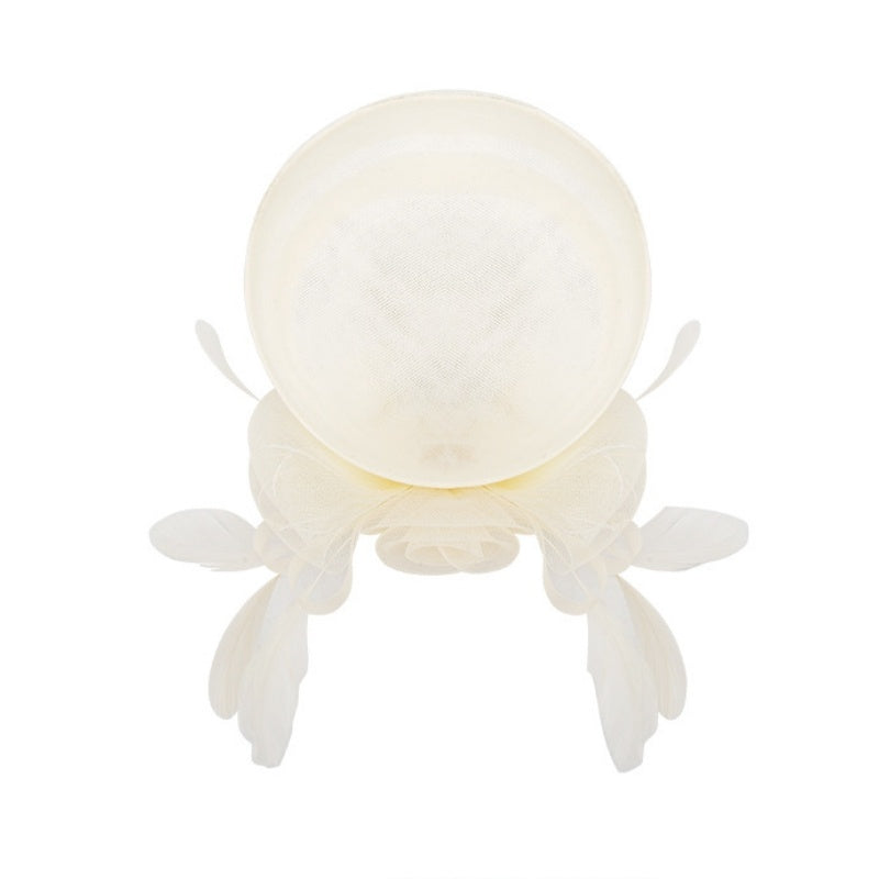 Top Hat Hair Accessory with Flower and Feather Decorations