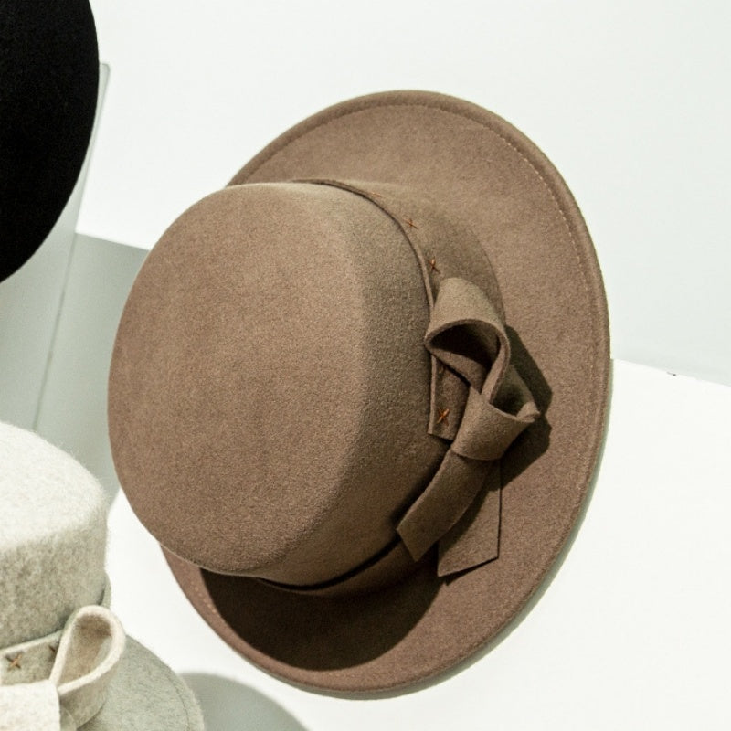 Felt Flat-topped Top Hat with Felt Bow