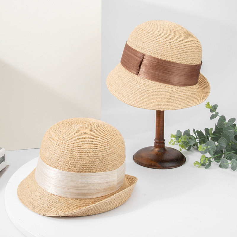 Simple Straw Hat Sun Hat with Webbing