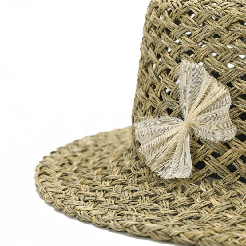 Straw Top Hat with Bow Decoration