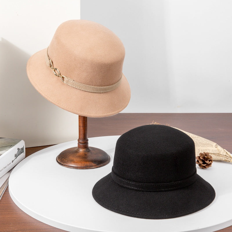 Felt Top Hat with Metal Buckle Decoration